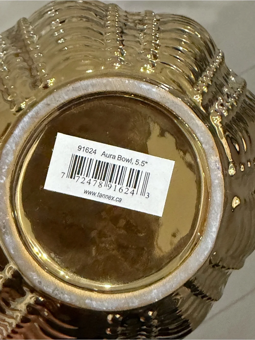 Set of 6 Elegant Gold Ceramic Serving Bowl Fable Aura Bowl, 5.5